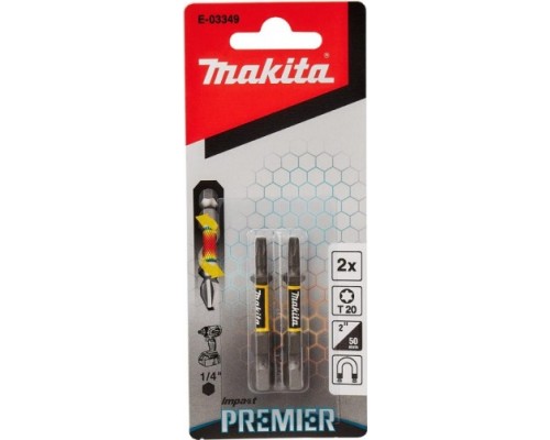 Бита для заворачивания MAKITA E-03349 Impact Premier T20, 50 мм, E-form (MZ), 2 шт.