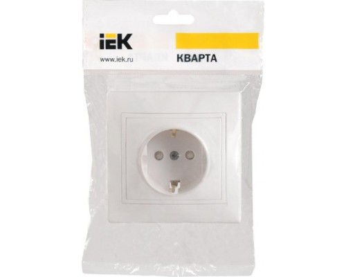 Розетка IEK Кварта РСш10-3 1-м сп 16а ip20 с заземл. защ. шторки бел. [ERK11-K01-16-DM]