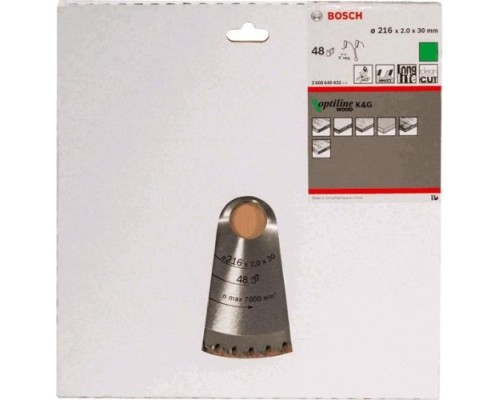 Пильный диск по дереву BOSCH Standard 216Х30 48 OPTILINE WOOD [2608640432]