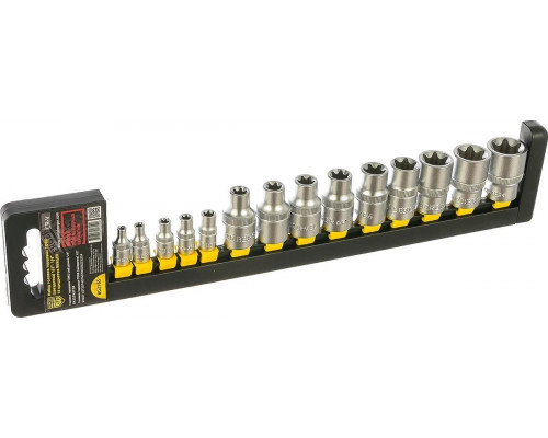 Набор головок TORX 1/2" и 1/4" BERGER BG2165, 14 предметов (E4-E8, E10-E24)