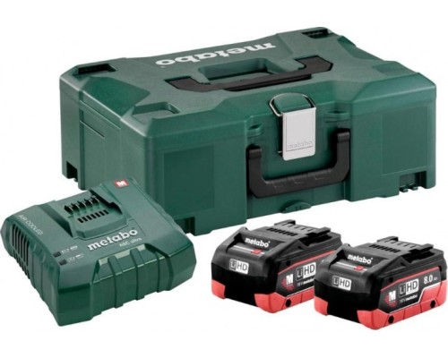 Набор аккумуляторов и зарядное устройство18V METABO 18V Basic-Set 8,0 LiHD 2х8.0 Ач ASC Ultra + Metaloc [685131000]