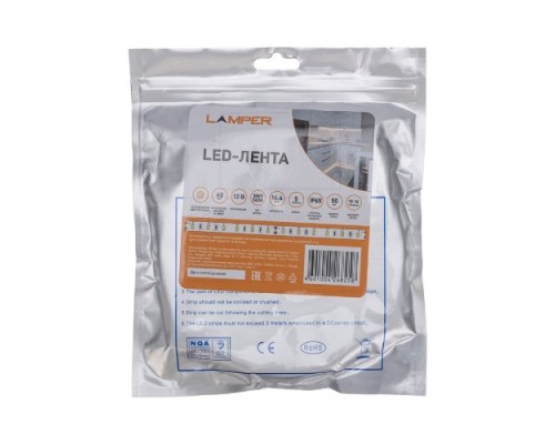 Лента светодиодная LAMPER  141-2028 12B, SMD5050, 14,4Bт/м, 60LED/м, 2700К, 10мм/5м дл