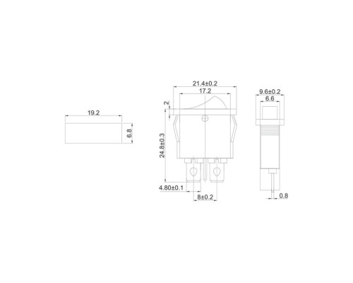 Выключатель клавишный REXANT 250V 6А (2с) ON-OFF ( уп.10 штук ) черный Mini (RWB-103, SC-766, MRS-101-5) 36-2050