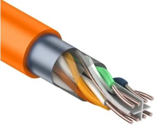 Кабель REXANT F/UTP, CAT 6, ZH нг(A)-HF (LSZH) 4x2x0,57мм, 23AWG внутр. оранж. [01-0151]