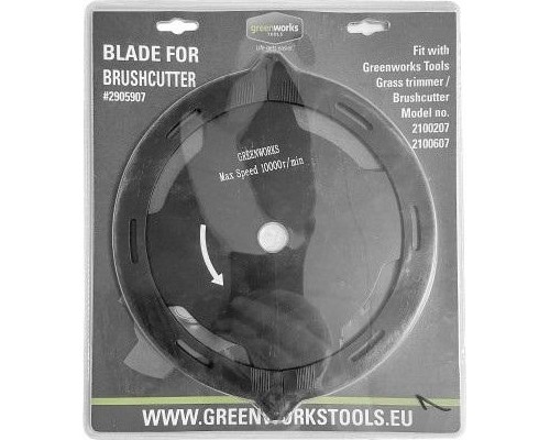 Нож стальной GREENWORKS 2 905 907 4-х лопастной для триммеров. 40v, 60v, 80v, 82v [2905907]