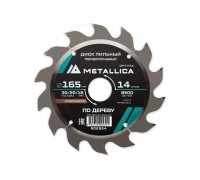 Пильный диск по дереву METALLICA Optima 165x30/20/16 мм 14 зубов, Т=2,4 мм продольный 902554