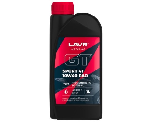 Масло для мотоциклов LAVR MOTO GT SPORT 4T 10W40 SN, 1 л Ln7727