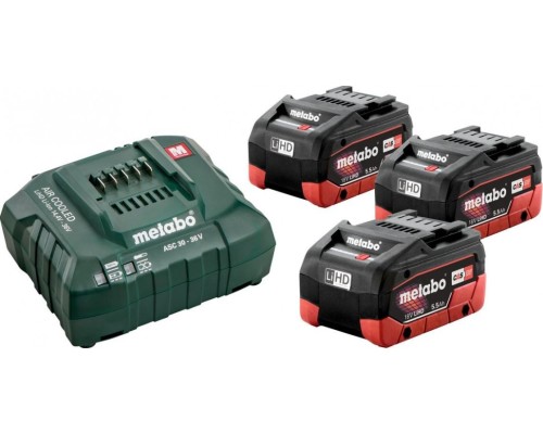 Набор аккумуляторов и зарядное устройство METABO 18 V Basic-Set 5.5 3х5,5 Ач LiHD [685074000]