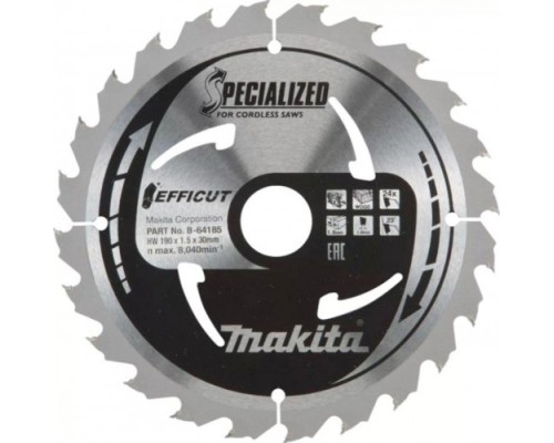 Пильный диск по дереву MAKITA 190x30x1.0х24T для efficut [B-64185]