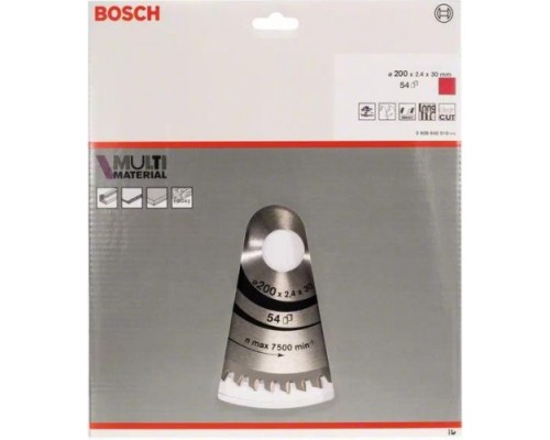 Пильный диск по дереву BOSCH 200х54х30 Standart Multi [2608640510]