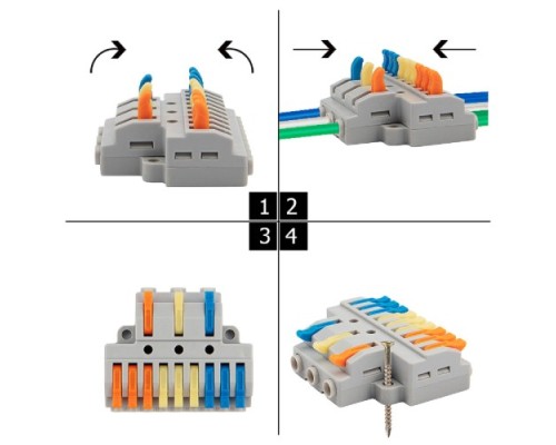 Клемма REXANT СМК 3x3 проходная разветвительная 3 полюса, с монтажной пл [07-5232]