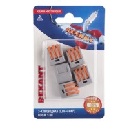 Клемма REXANT СМК 222-413 универсальная 3-проводная серая 0,08-2,5/4 мм² 5 ш 06-0201-B5