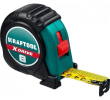 Рулетка KRAFTOOL X-Drive 8м/25мм с ударостойким обрезиненным корпусом [34122-08_z02]