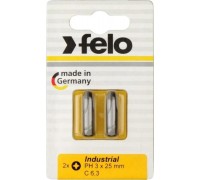 Бита для заворачивания FELO 02203036 крестовая ph 3x25, серия industrial, 2 шт в блисте