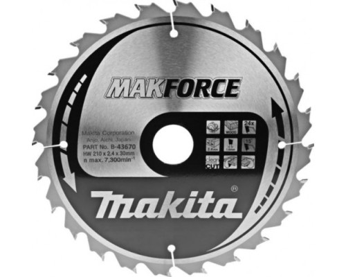 Пильный диск по дереву MAKITA 210x30x1.6x24T для makforce [B-43670]