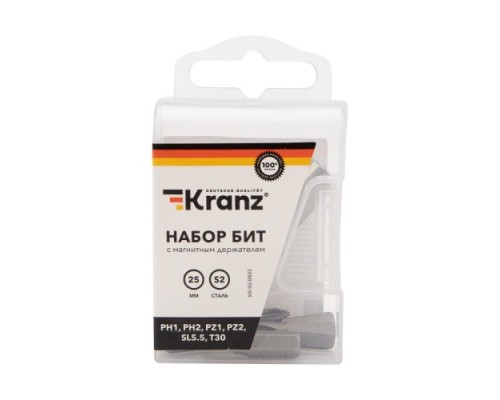 Набор бит Kranz KR-92-0433 25 мм с магнитным держателем