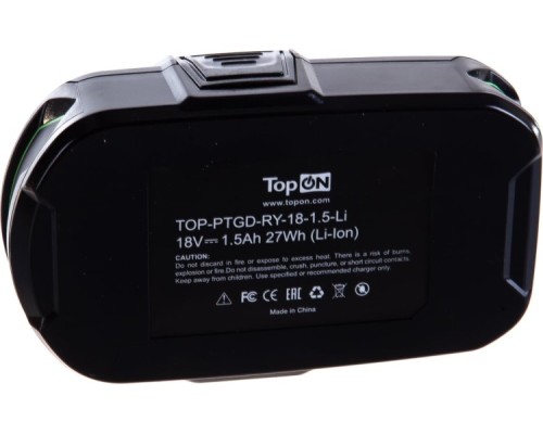 Аккумулятор TopON для Ryobi 18V, 1.5Ah (Li-Ion) [TOP-PTGD-RY-18-1.5-Li]