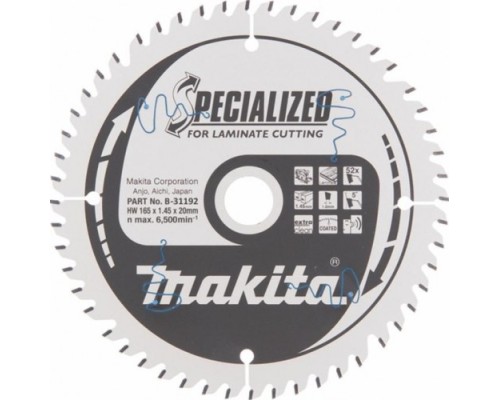 Пильный диск по ламинату MAKITA 165x20x1.0x52T (для аккум. инстр.) [B-31192]