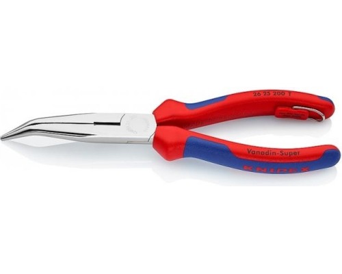 Круглогубцы с плоскими губками и режущими кромками KNIPEX 2625200T 200 мм со страховочным креплением [KN-2625200T]