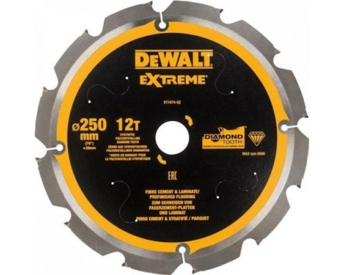 Пильный диск по фиброцементу DeWALT 250х12тх30 мм Extreme DT1474-QZ [DT1474-QZ]