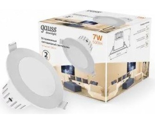 Светильник встраиваемый GAUSS 946 411 107 downlight круг 7w 500lm 3000k белый [946411107]