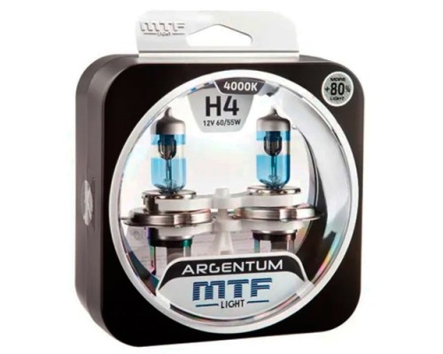 Лампа галогеновая MTF LIGHT серия ARGENTUM +80% H4, 12V, 60/55W H8A1204