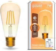 Лампа светодиодная GAUSS Smart home filament st64 7w 740lm 2500к e27 диммируемая led [1290112]