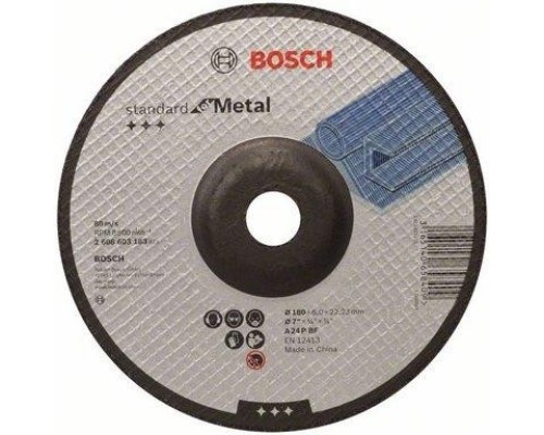 Шлифовальный круг по металлу BOSCH 180х6х22.2 мм A24P-BF Standard for Metal [2608603183]