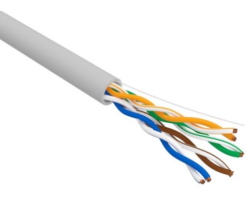 Кабель REXANT U/UTP, CAT 5e, PVC 4x2x0,50 мм, 24AWG внутренний, серый [01-0043-R]