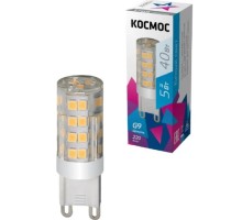 Лампа светодиодная КОСМОС LED 5Вт G9 220В 3000K керамика + пластик [LksmLED5WG9C4500pc]