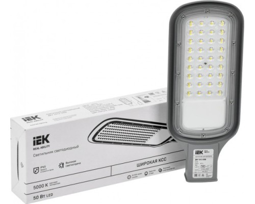 Светильник уличный IEK ДКУ 1012-50Ш 5000к ip65 светодиодный, серый [LDKU1-1012-050-5000-K03]