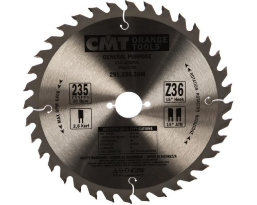 Пильный диск по дереву СМТ 235X30X2,8/1,815°15°ATBZ=36 [291.235.36M]