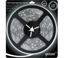 Лента светодиодная GAUSS LED 5050/30-smd 7.2w 12v dc холодный белый ip66 (блист [311000307]