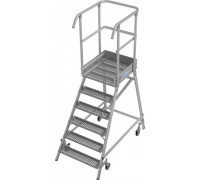 Лестница с платформой KRAUSE STABILO R13 6 перфорированных ступеней, передвижная 821409