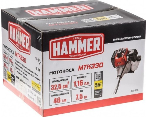 Мотокоса Hammer MTK330 1,16 л.с, нож/леска [127-035]