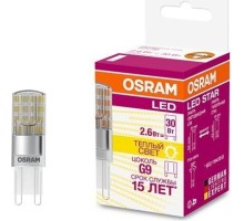 Лампа светодиодная Osram LED Star PIN30 (замена 30вт) 2.6вт 2700к g9 320лм [4058075056688]