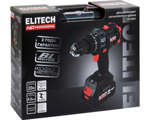Дрель-шуруповерт аккумуляторная ELITECH CD 20BL2 (E2201.042.01) HD 205727