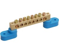Шина REXANT 11-2326 «N» нулевая 6х9 мм на двух угловых синих изолятора