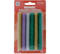 Стержни клеевые REXANT цветные с блестками 11 x100 мм, 12 шт. 09-1235