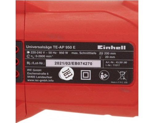 Пила сабельная EINHELL 4326180 TE-AP 950 E