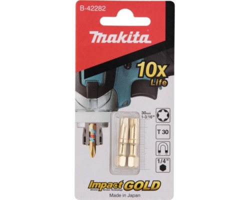 Бита для заворачивания MAKITA B-42282 Impact Gold Shorton T30, 30 мм, E-form (MZ), 2 шт.