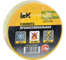 Изолента IEK ПВХ 0.18х19мм желт./зел. (рул. 20м) [UIZ-20-10-K52]