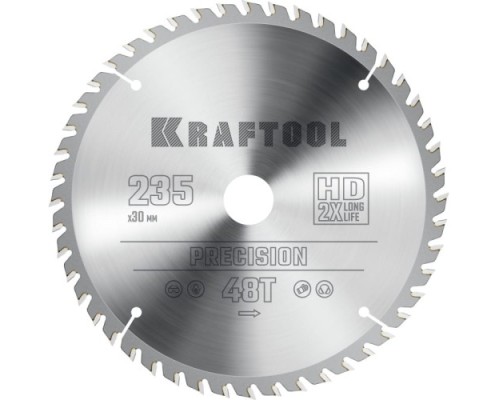 Пильный диск по дереву KRAFTOOL PRECISION 235х30мм 48T [36952-235-30]