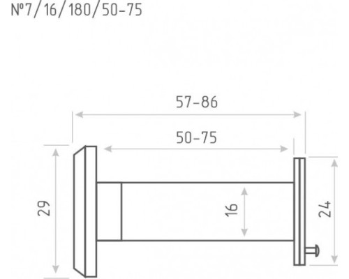 Глазок дверной НОРА-М №7Ц/16/180/50-75 со шторкой 