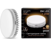 Лампа светодиодная GAUSS GX53 led 8w 2700k [LD108008108]