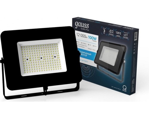 Прожектор GAUSS Qplus 100w 12000lm 6500k 175-265v ip65 черный led [613511100]