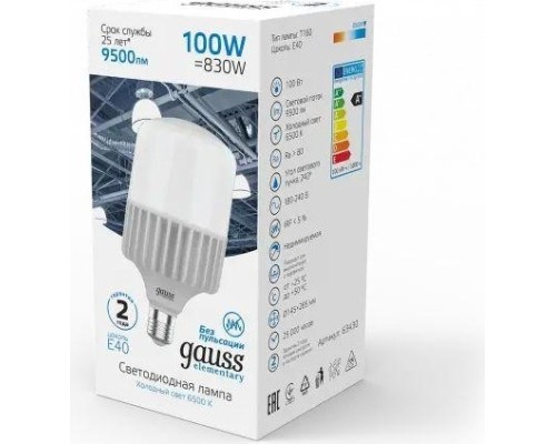 Лампа светодиодная GAUSS T160 elementary 100w 9500lm 6500k e40 led [63430]