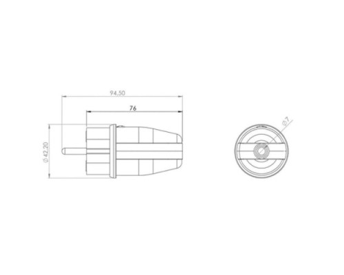 Вилка REXANT 111-001 прямая влагозащищенная, с/з, 16A, IP44 каучук