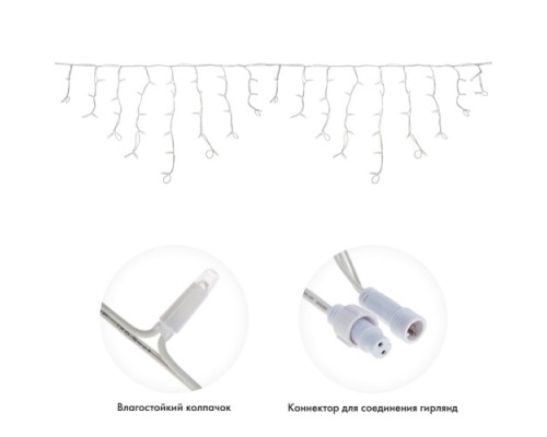 Гирлянда Neon-Night 255-206 БАХРОМА (Айсикл), 4,0х0,6м, 128 LED ТЕПЛЫЙ БЕЛЫЙ