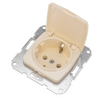 Розетка Kranz DEA-P DEA 1-ая с/з с крышкой с/у 16а мех. беж KR-78-0243
